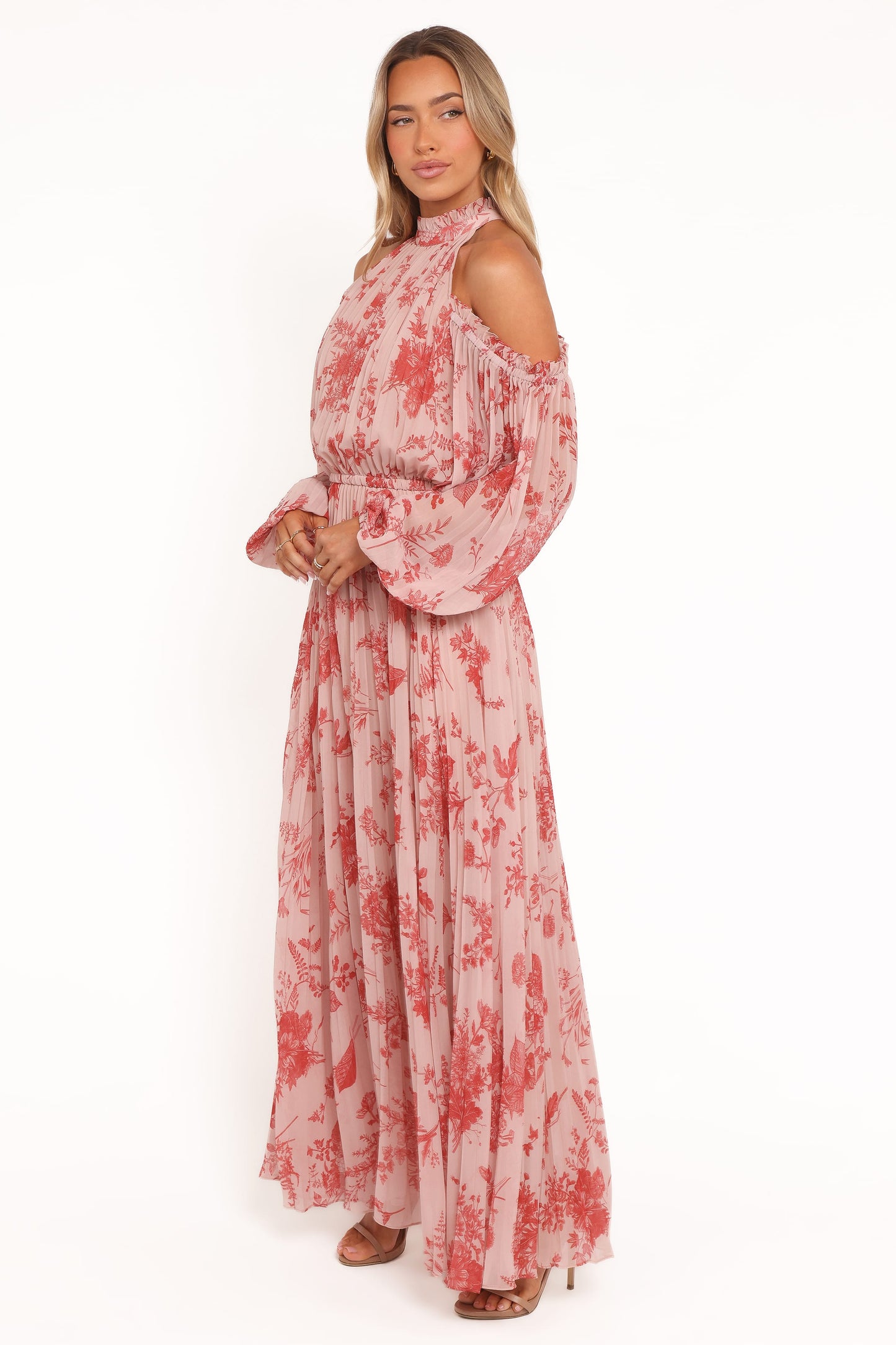 Robe de soirée longue plissée – Imprimé floral - vue 4 - Valerelle