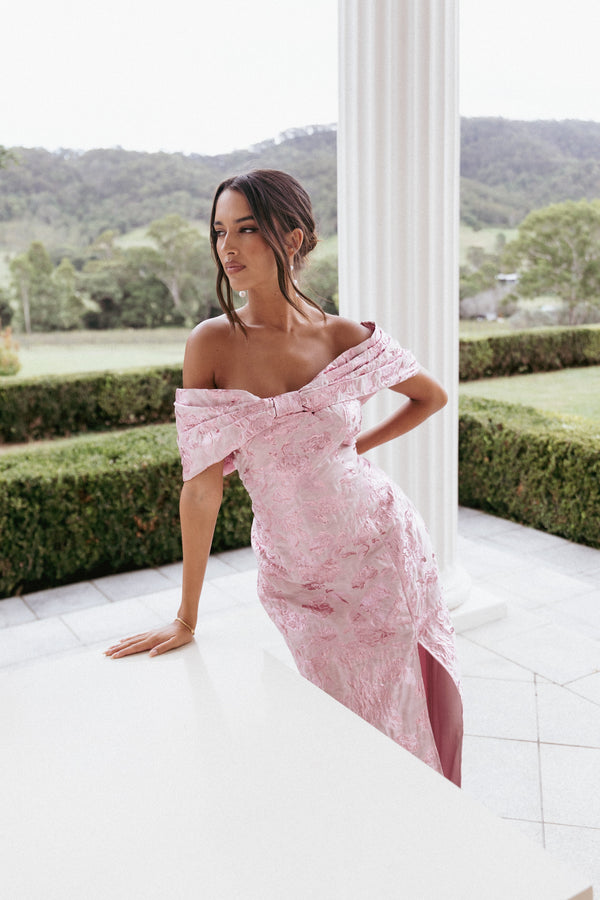 Robe d'invitée de mariage longue – Rose - Valerelle