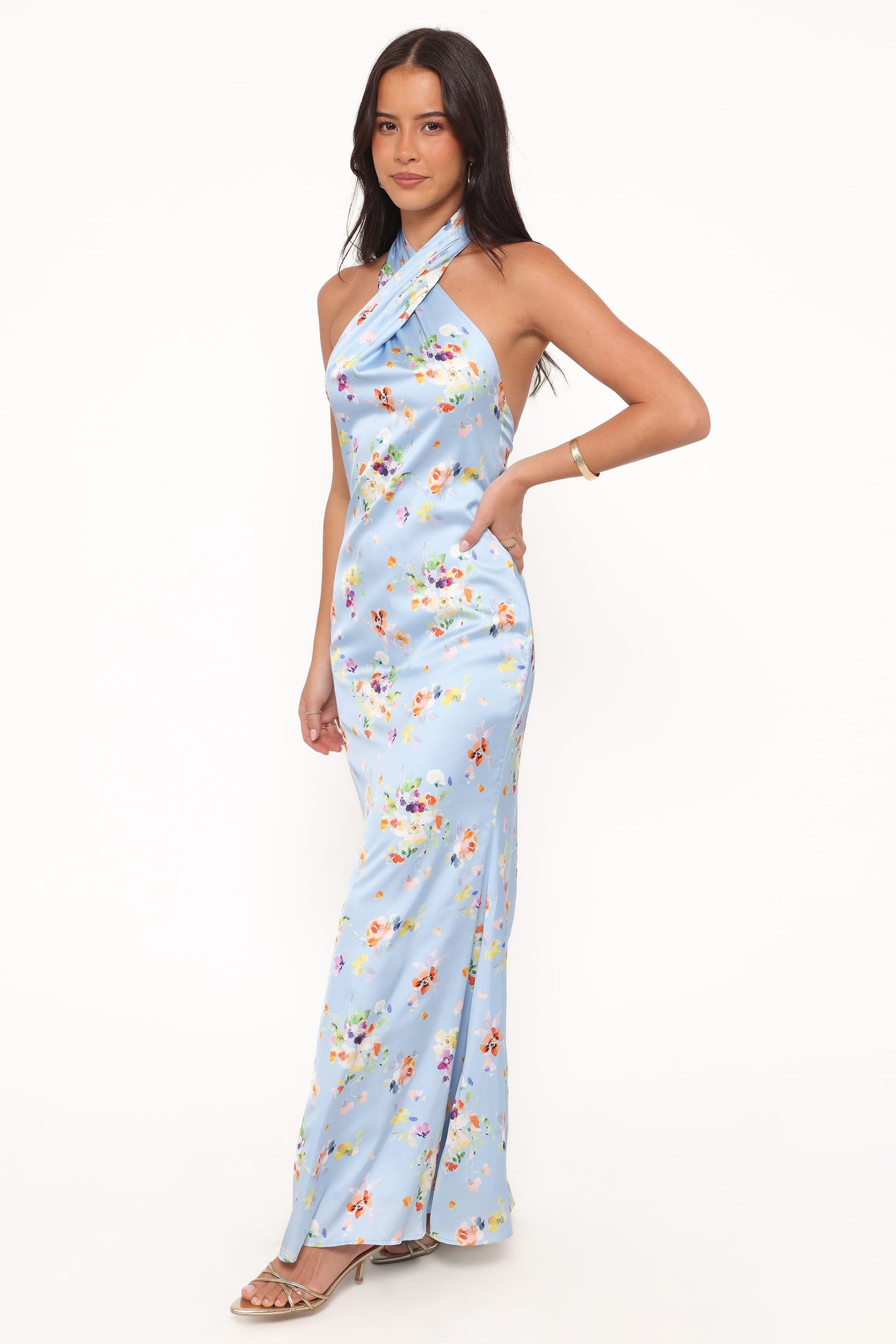 Robe de soirée longue col licou – Imprimé floral - vue 4 - Valerelle
