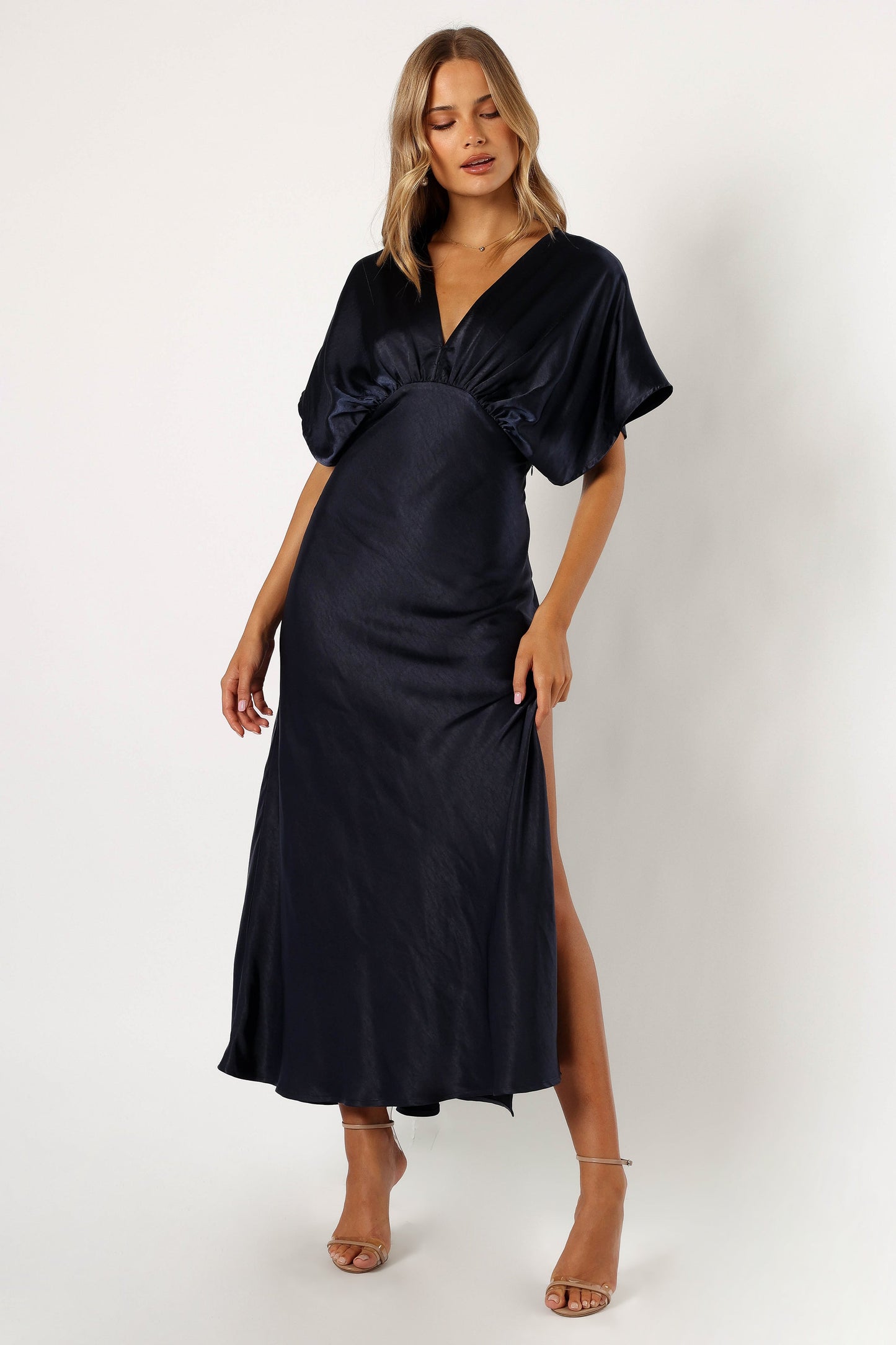 Robe de demoiselle d'honneur longue – Bleu nuit - vue 4 - Valerelle