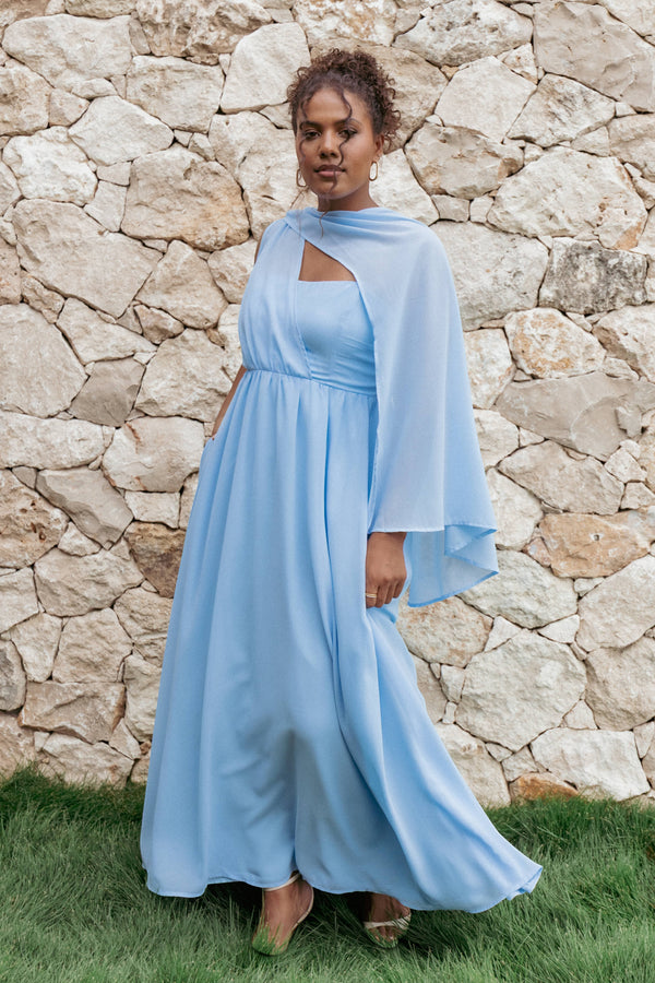 Robe d'invitée de mariage longue – Bleu - Valerelle