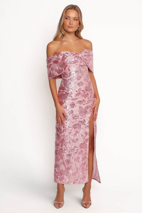 Robe d'invitée de mariage longue – Rose - vue 2 - Valerelle
