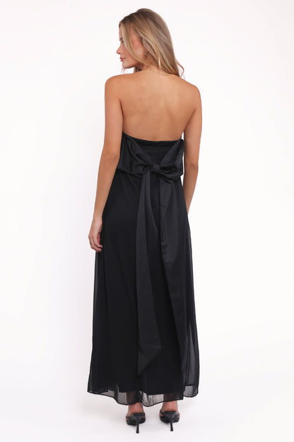 Robe de demoiselle d'honneur longue – Noir - vue 2 - Valerelle