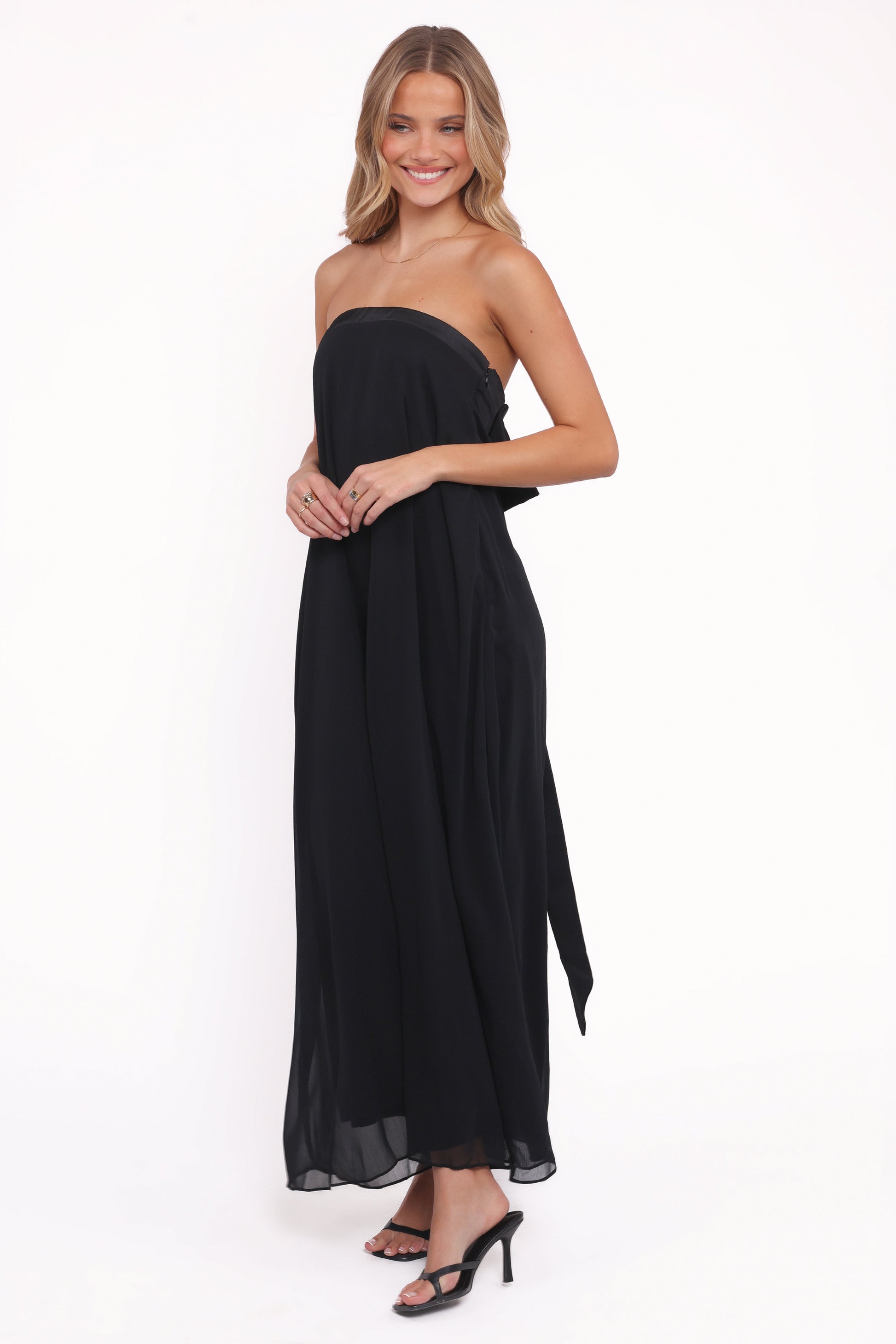 Robe de demoiselle d'honneur longue – Noir - vue 4 - Valerelle