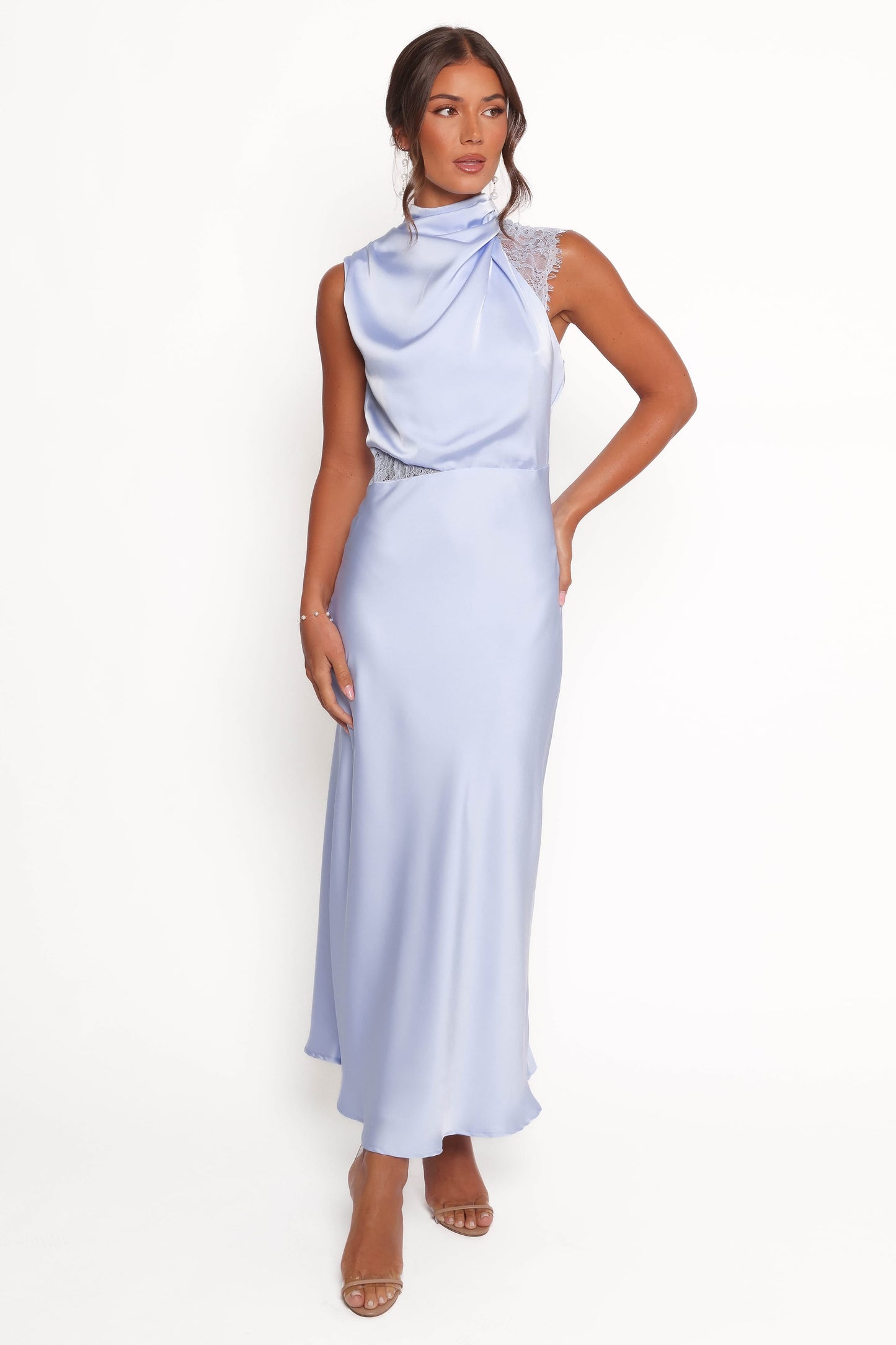 Robe d'invitée de mariage longue en dentelle – Bleu - vue 2 - Valerelle