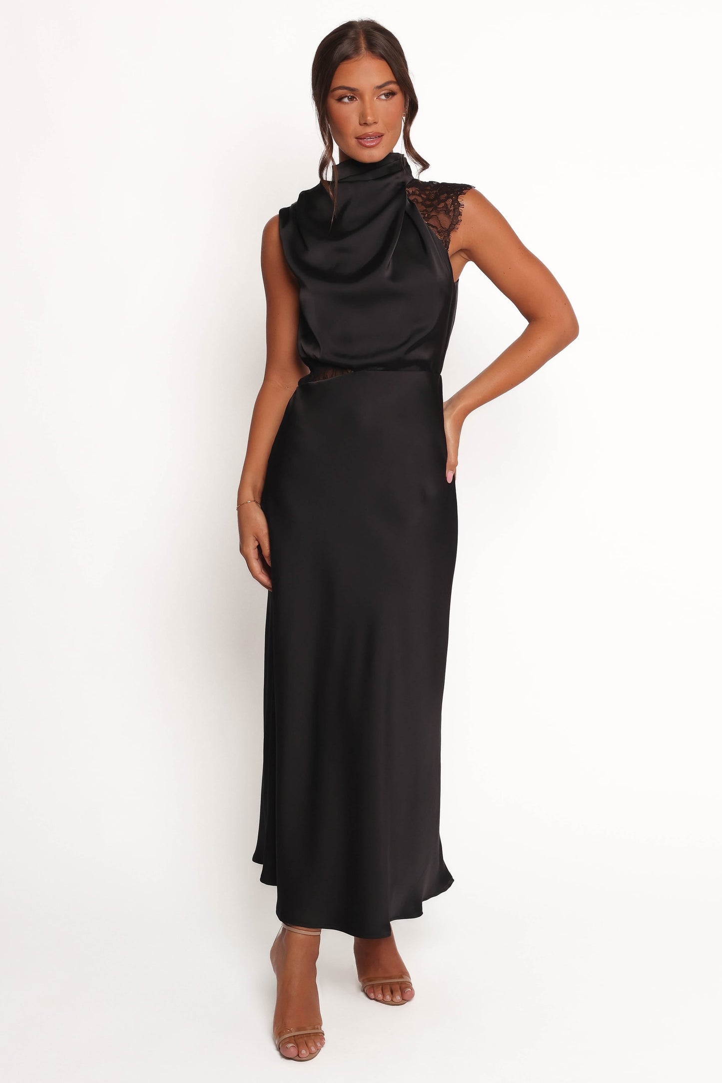 Robe d'invitée de mariage longue en dentelle – Noir - vue 2 - Valerelle