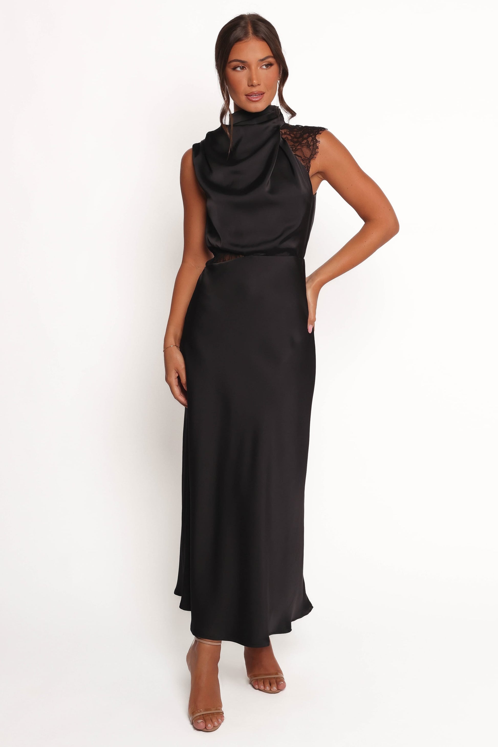 Robe d'invitée de mariage longue en dentelle – Noir - vue 2 - Valerelle