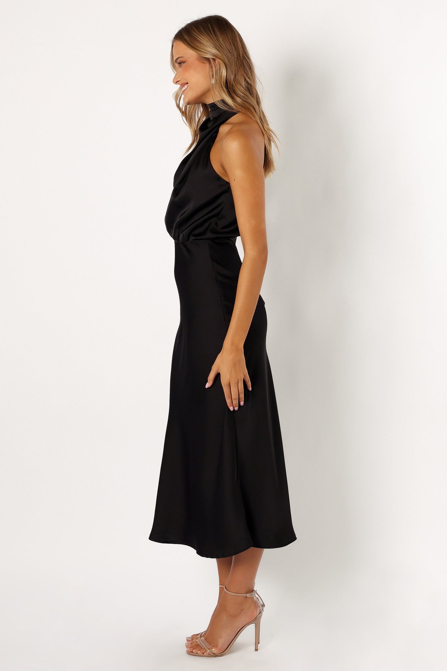Robe de cocktail midi col licou – Noir - vue 4 - Valerelle