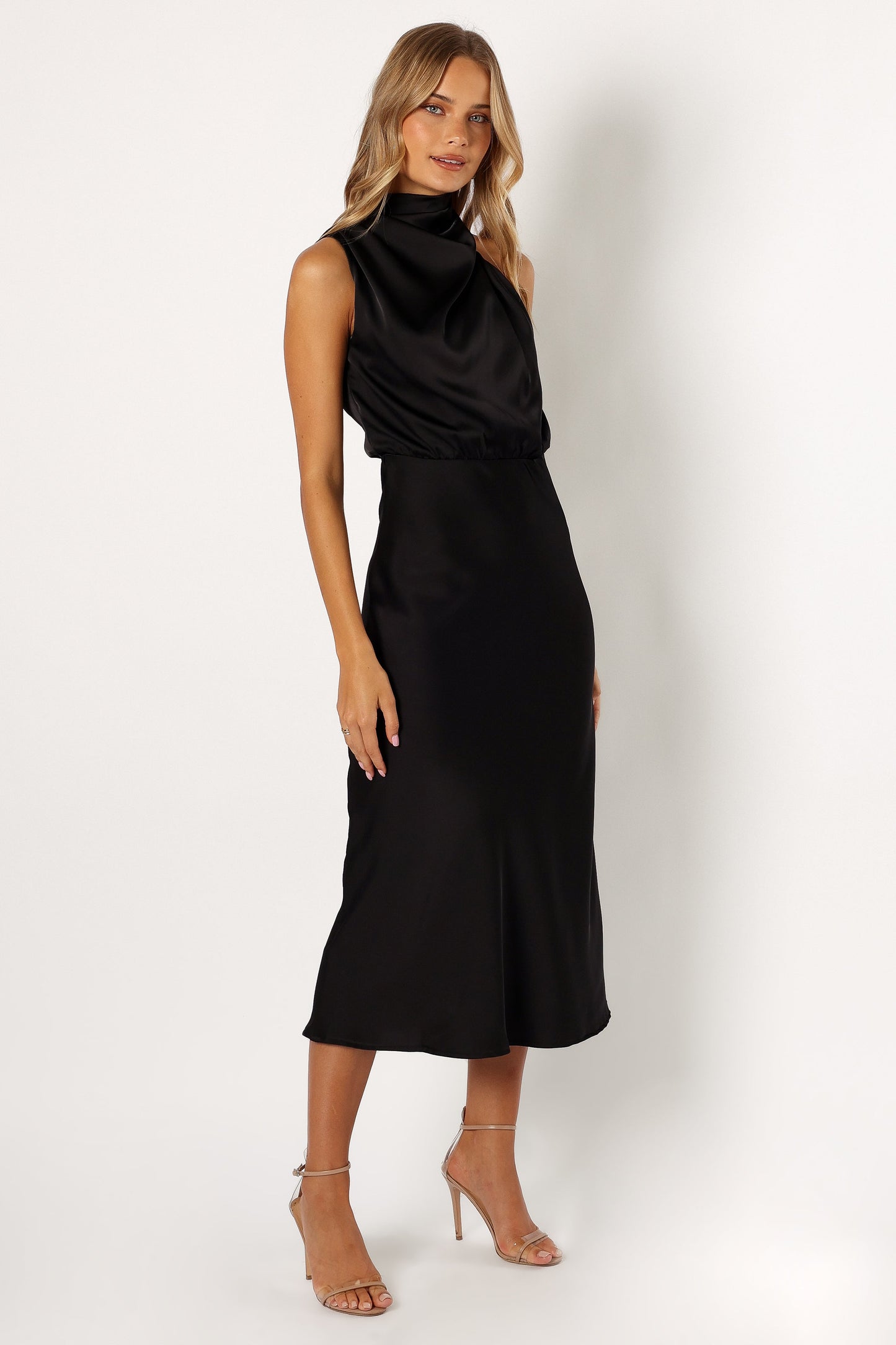 Robe de cocktail midi col licou – Noir - Valerelle