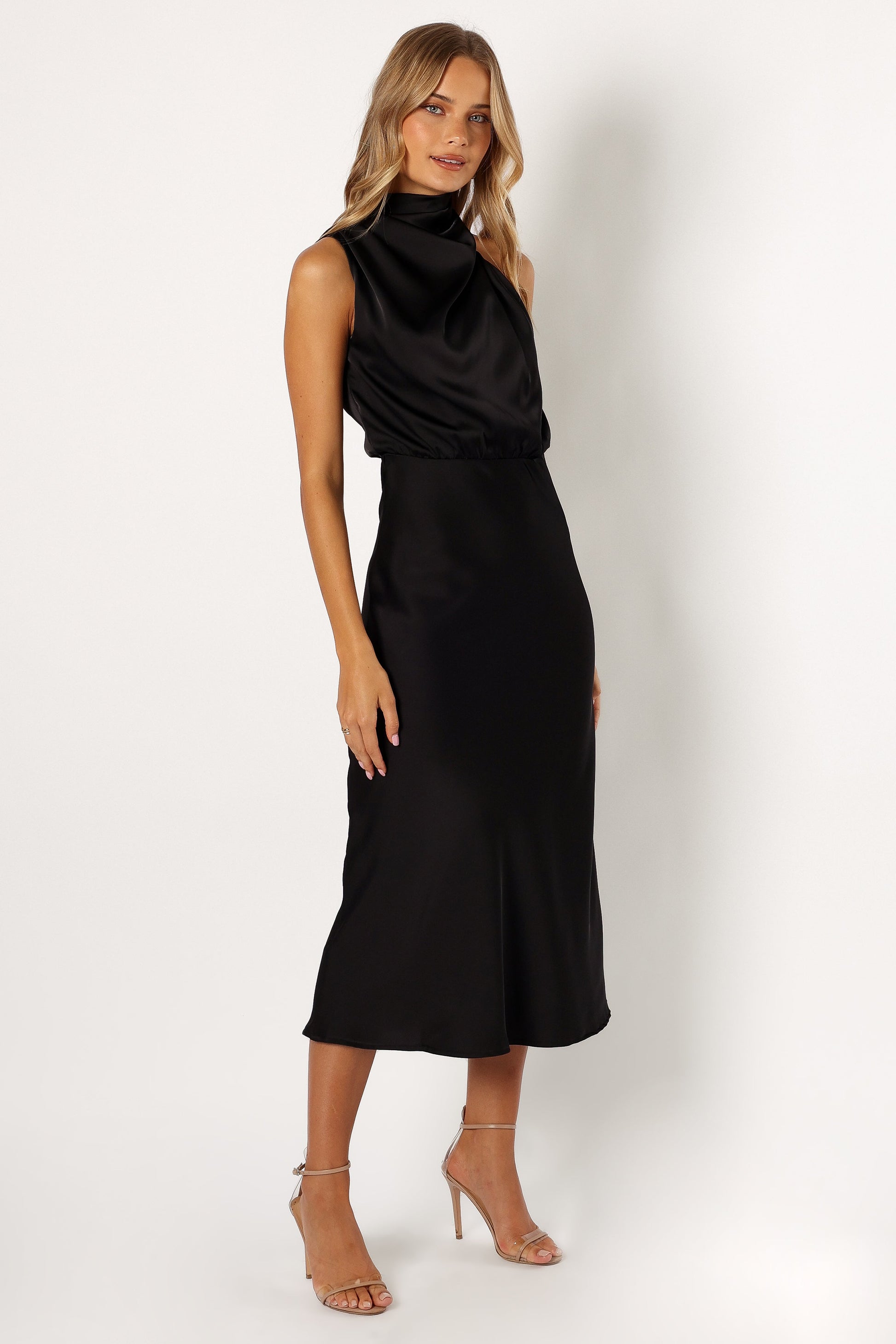 Robe de cocktail midi col licou – Noir - Valerelle