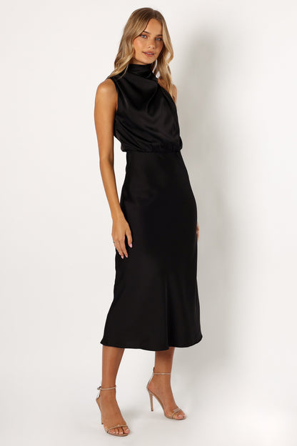 Robe de cocktail midi col licou – Noir - Valerelle