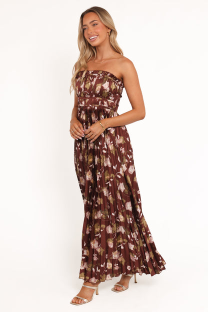 Robe de soirée longue bustier – Imprimé floral - vue 4 - Valerelle
