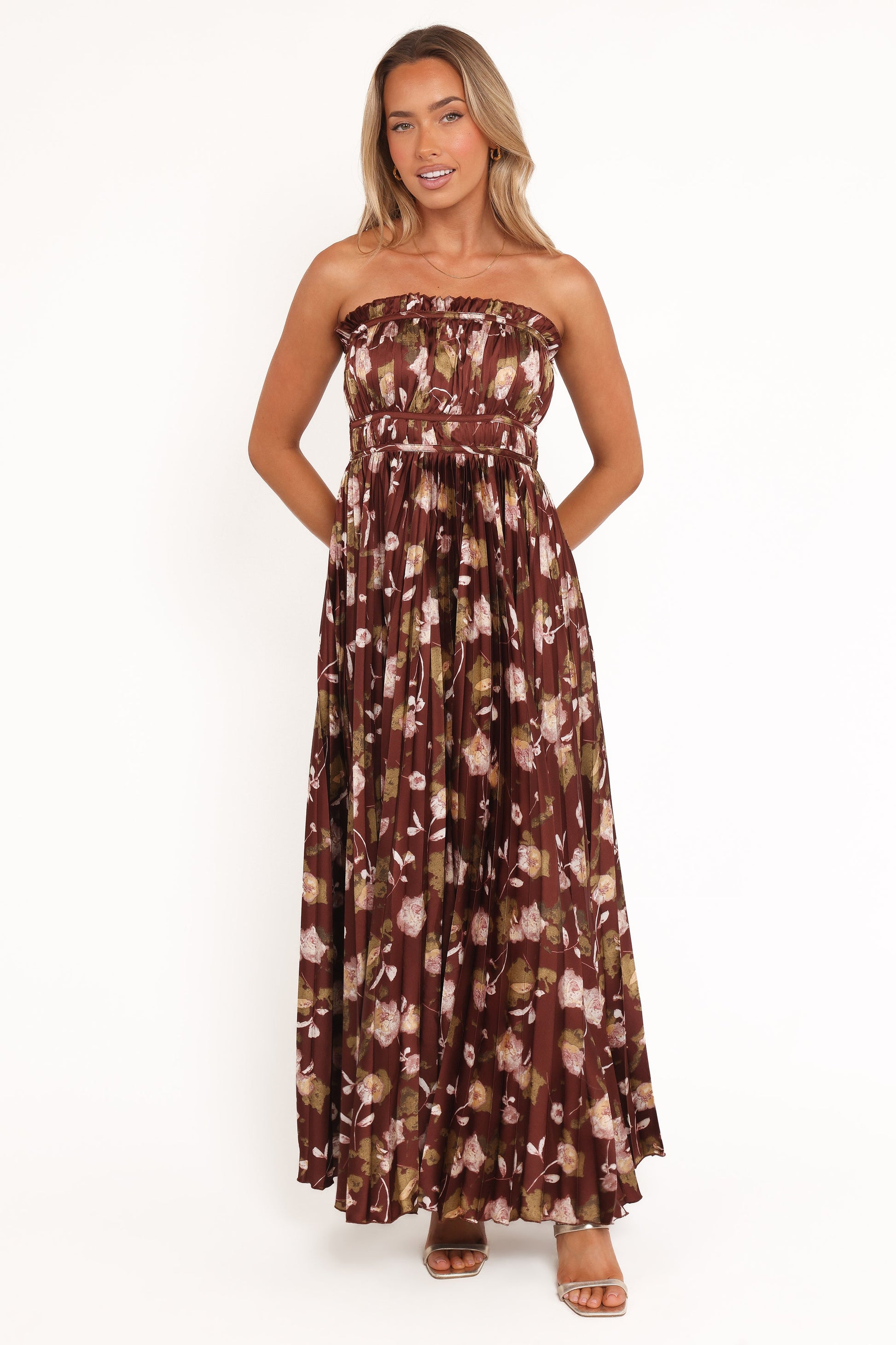 Robe de soirée longue bustier – Imprimé floral - vue 2 - Valerelle