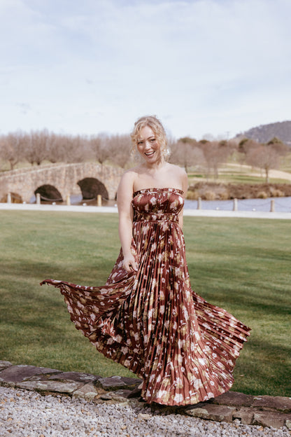 Robe de soirée longue bustier – Imprimé floral - Valerelle