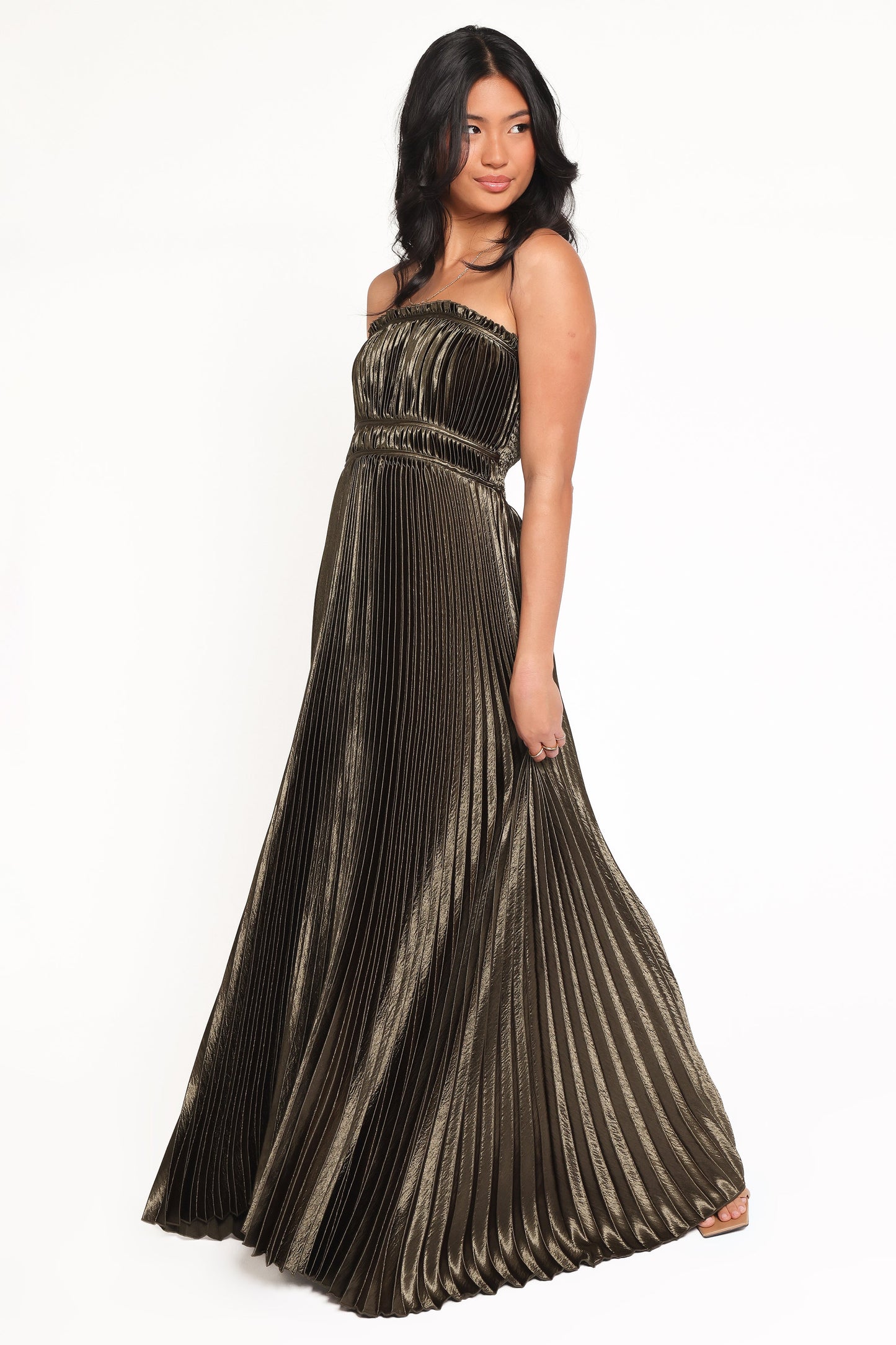 Robe de soirée longue bustier – Olive - vue 3 - Valerelle