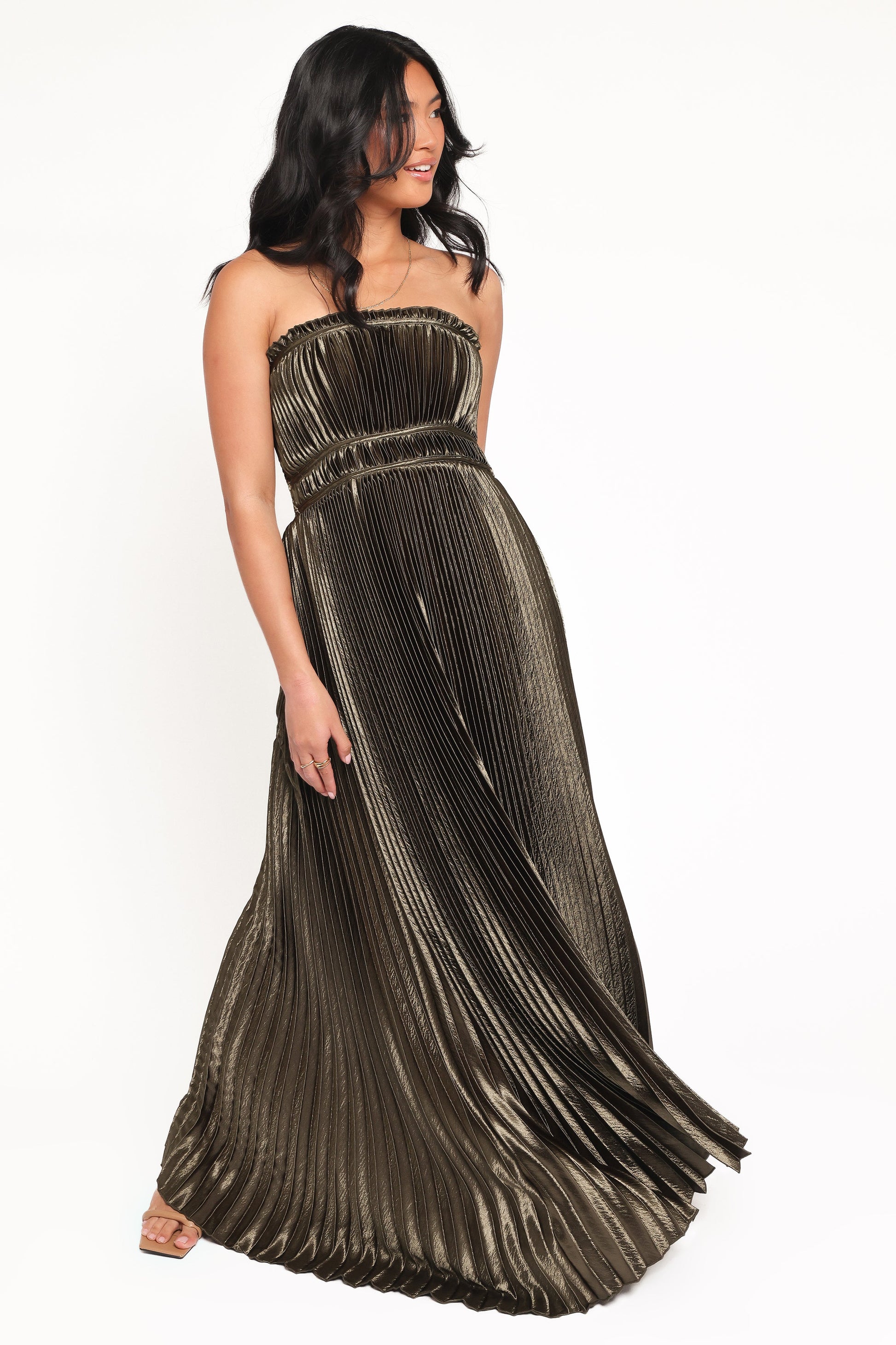 Robe de soirée longue bustier – Olive - Valerelle