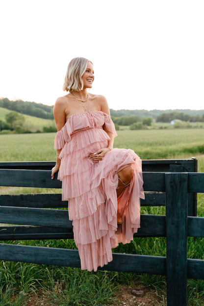 Robe d'invitée de mariage longue – Rose poudré - Valerelle
