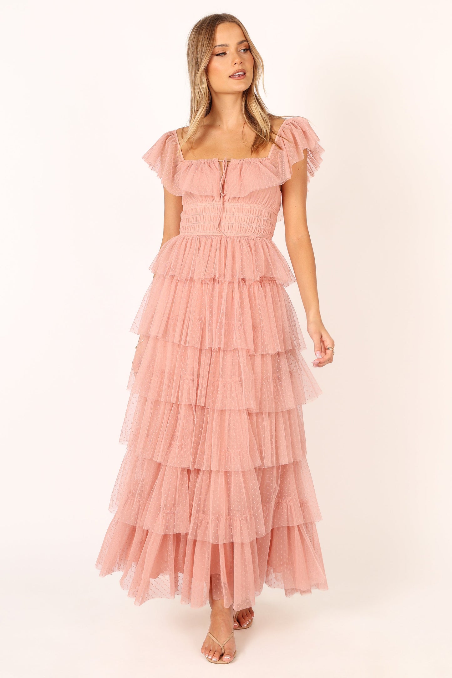 Robe d'invitée de mariage longue – Rose poudré - vue 2 - Valerelle