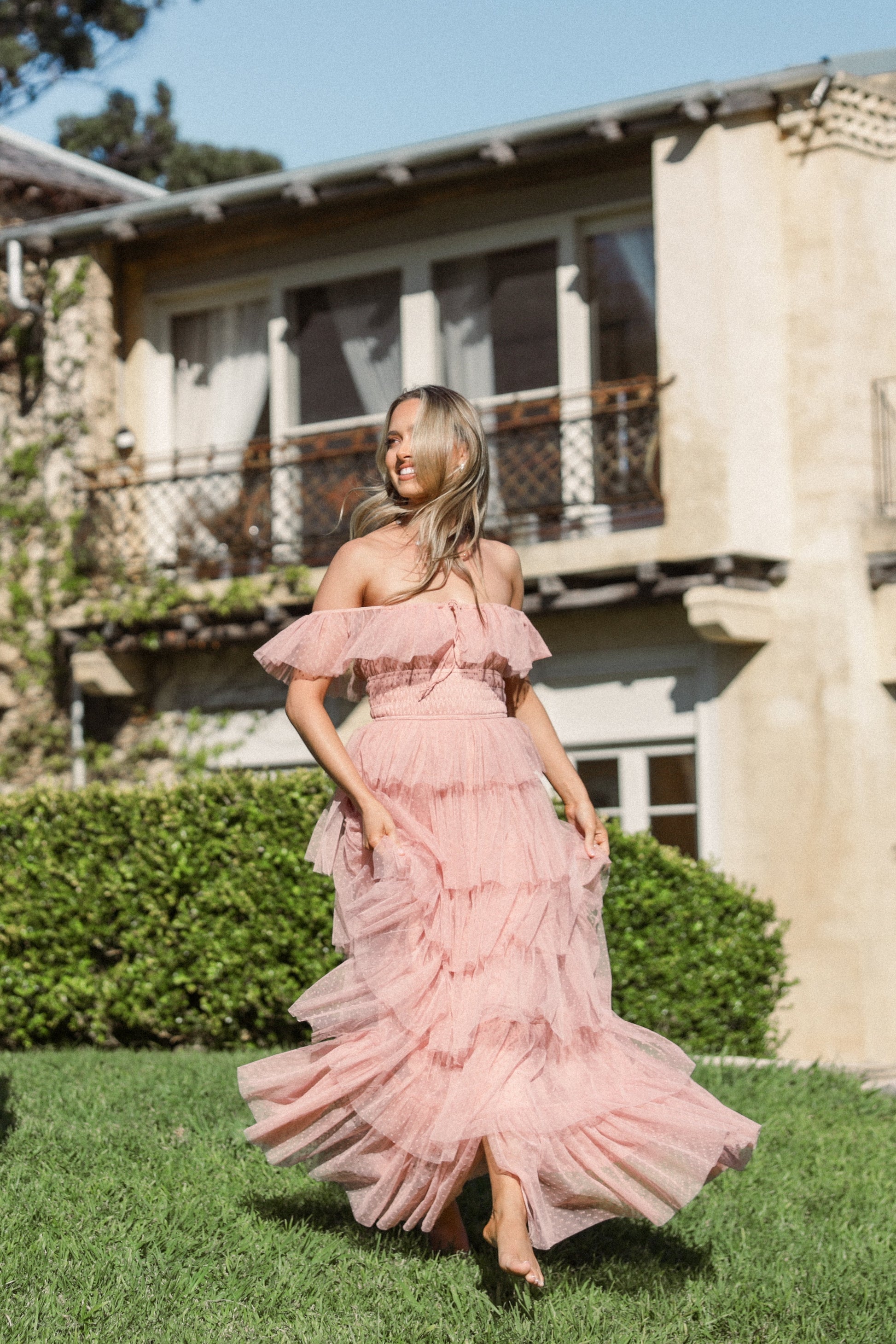 Robe d'invitée de mariage longue – Rose poudré - vue 4 - Valerelle