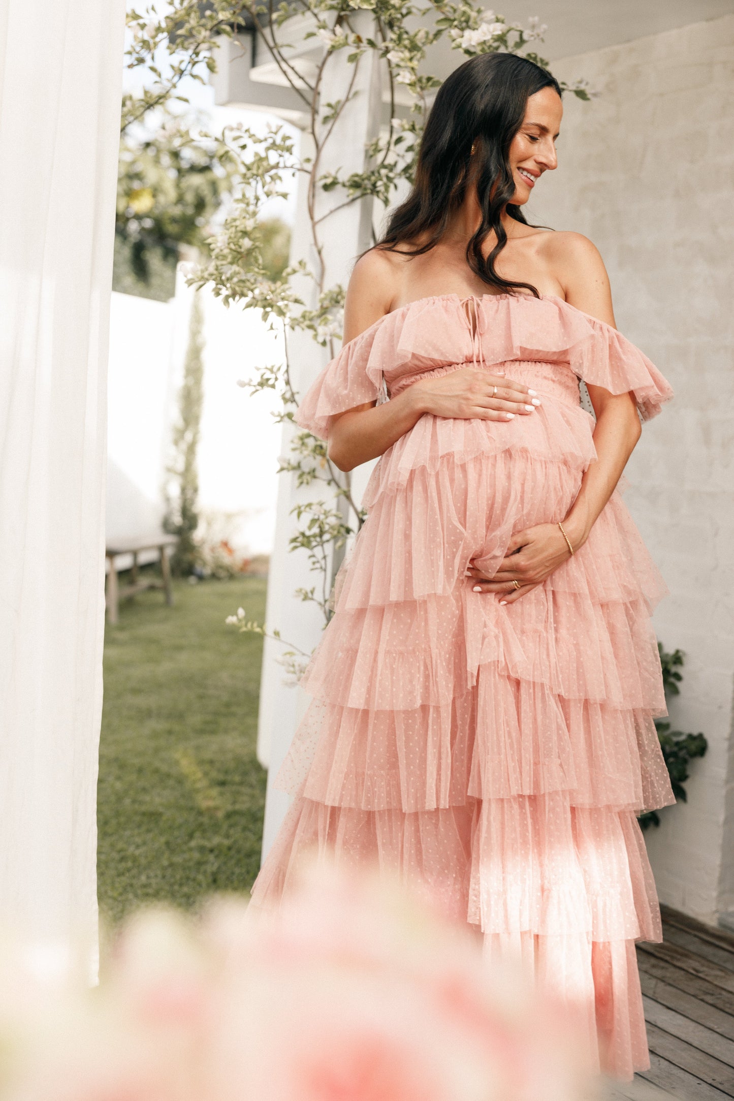Robe d'invitée de mariage longue – Rose poudré - vue 3 - Valerelle