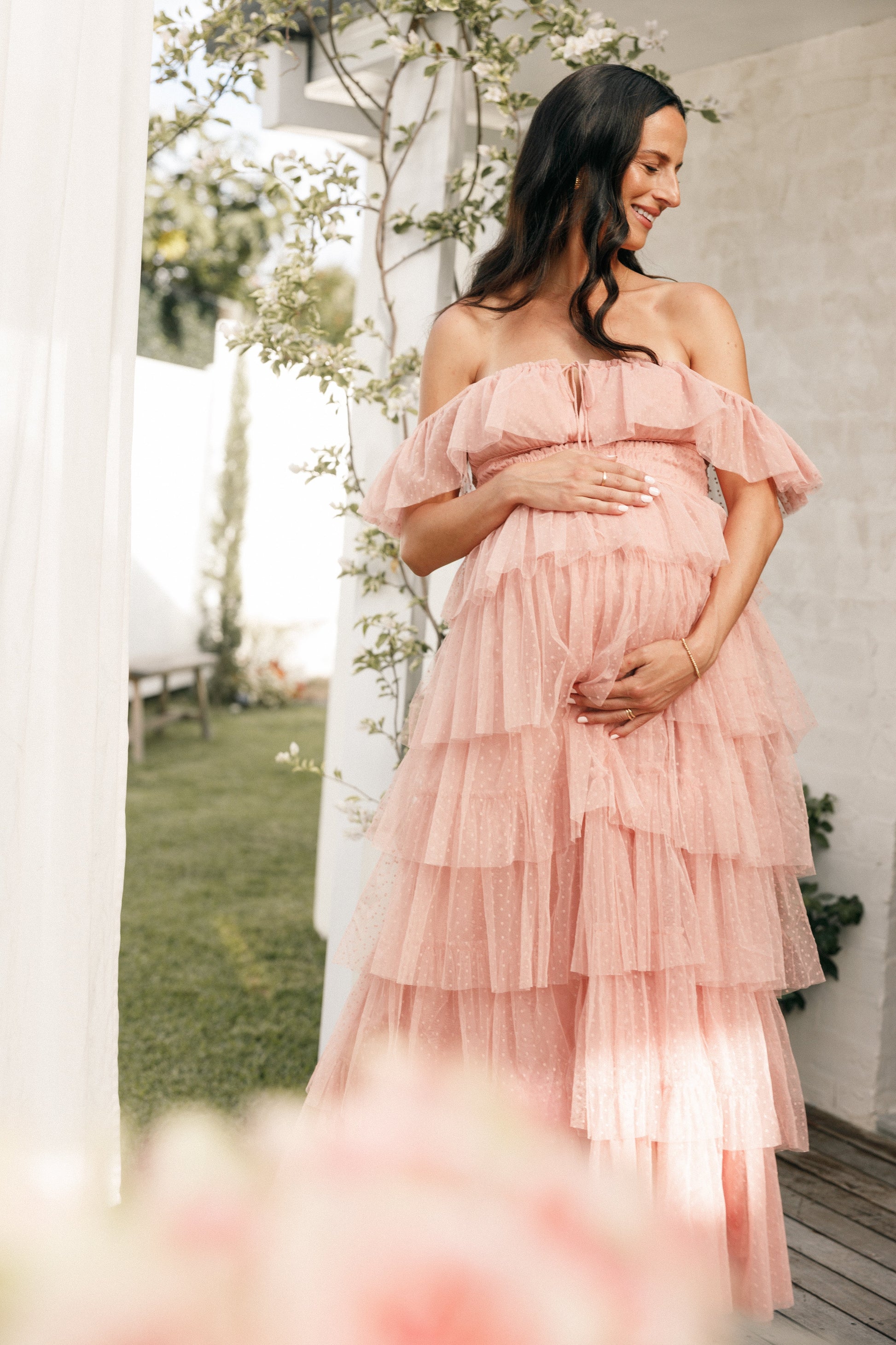 Robe d'invitée de mariage longue – Rose poudré - vue 3 - Valerelle
