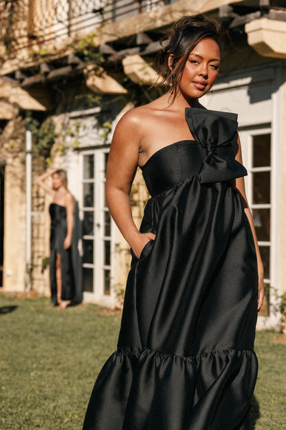 Robe de cocktail longue à nœud – Noir - vue 3 - Valerelle