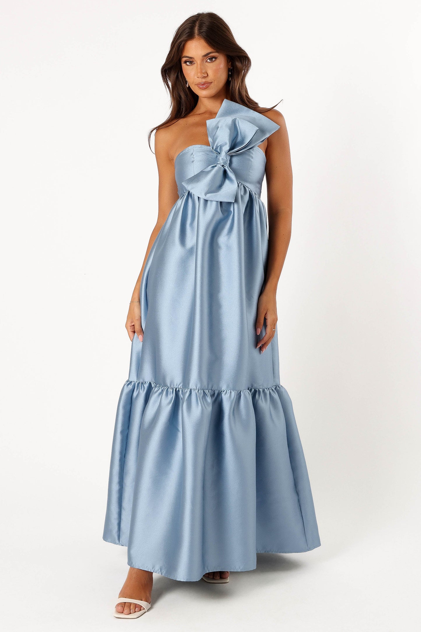 Robe de soirée longue à nœud – Bleu - vue 2 - Valerelle