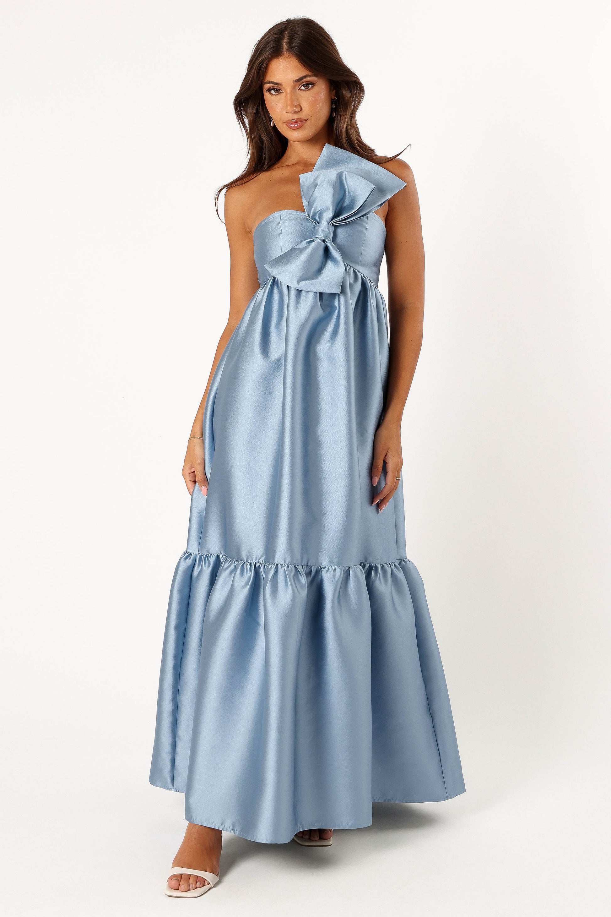 Robe de soirée longue à nœud – Bleu - vue 2 - Valerelle