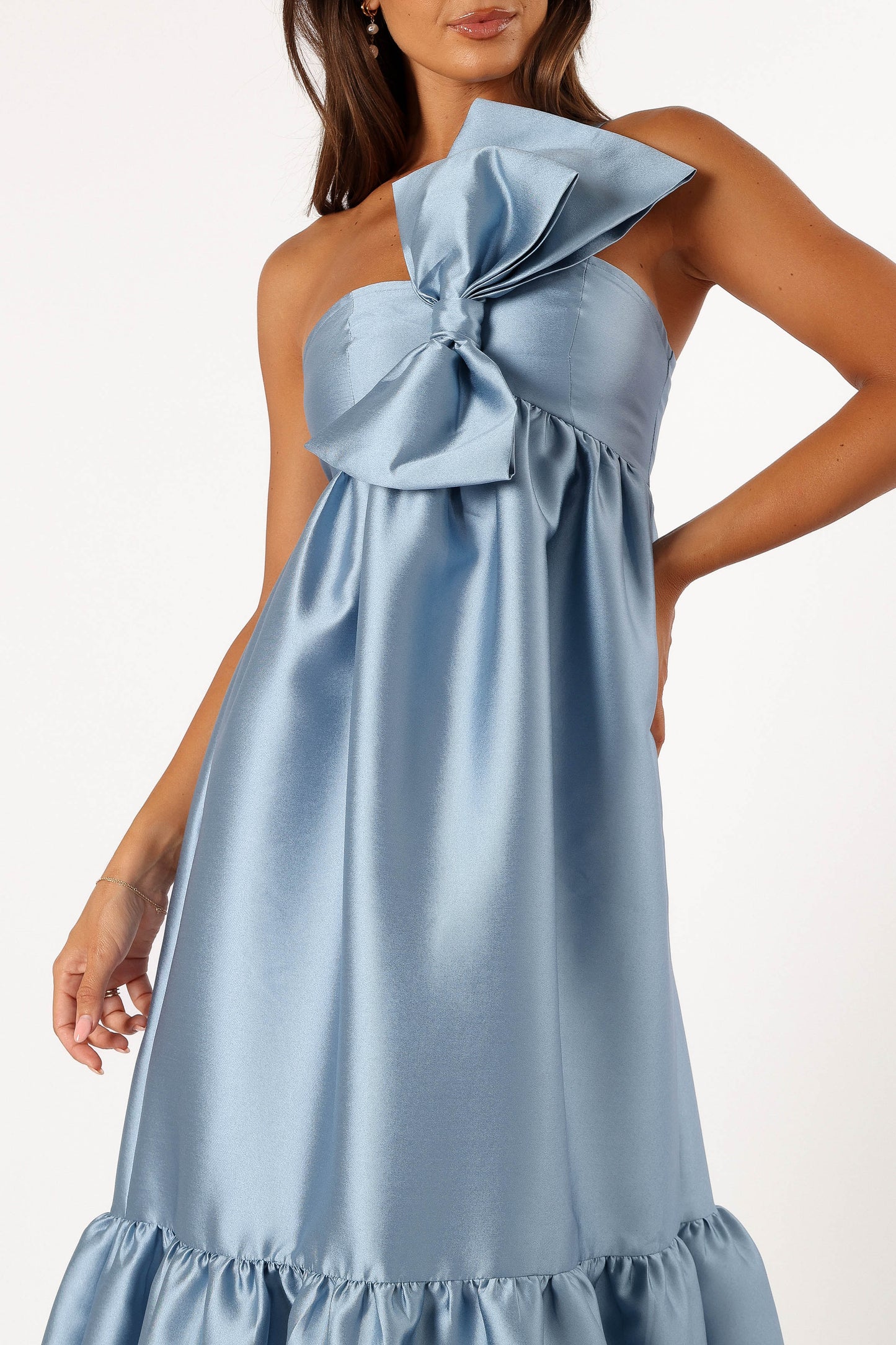 Robe de soirée longue à nœud – Bleu - vue 3 - Valerelle