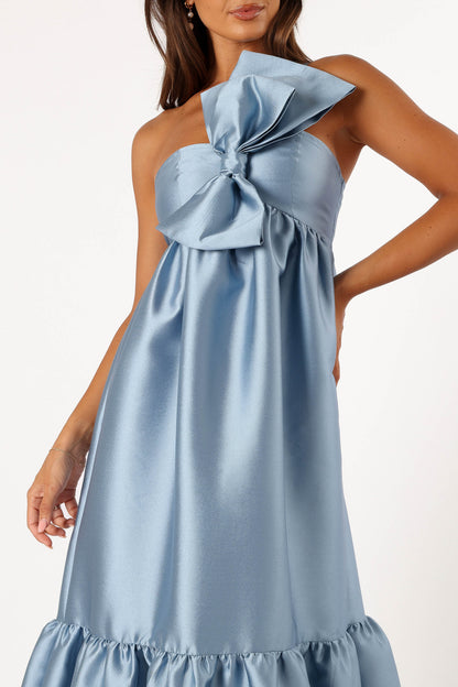 Robe de soirée longue à nœud – Bleu - vue 3 - Valerelle