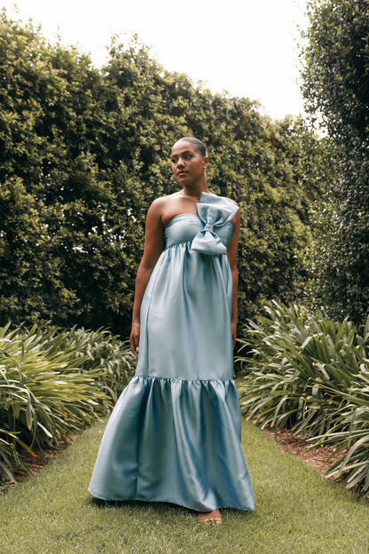 Robe de soirée longue à nœud – Bleu - Valerelle