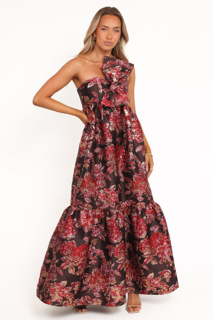 Robe de soirée longue à nœud – Imprimé floral - vue 2 - Valerelle