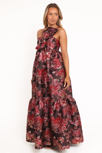 Robe de soirée longue à nœud – Imprimé floral - vue 4 - Valerelle