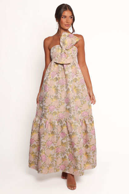 Robe d'invitée de mariage longue à nœud – Imprimé floral - vue 2 - Valerelle