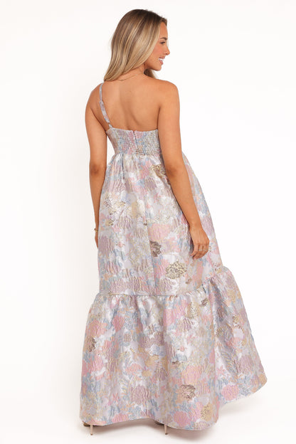 Robe d'invitée de mariage longue à nœud nœud devant – Imprimé floral - vue 4 - Valerelle