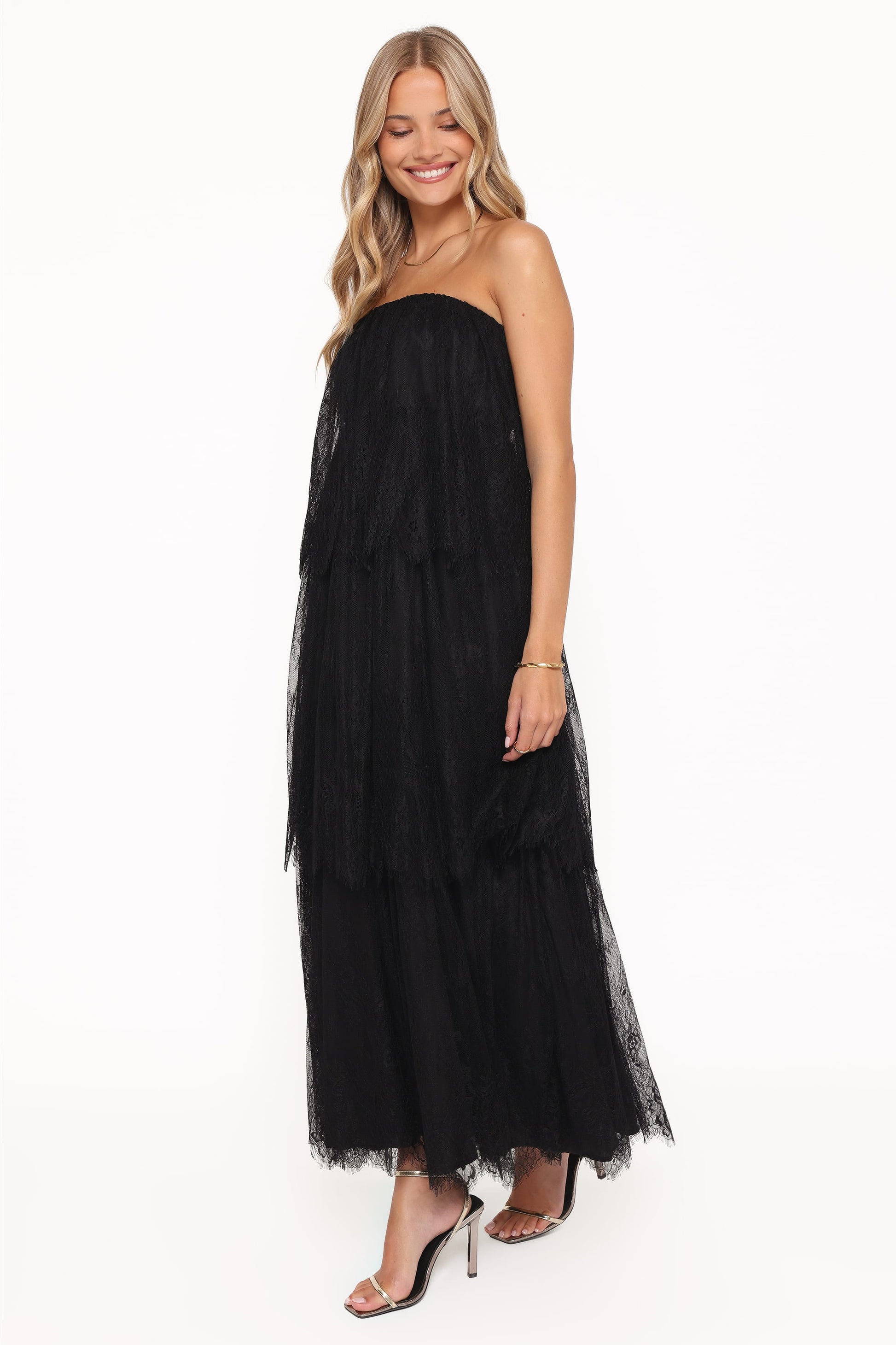 Robe de soirée longue en dentelle – Noir - vue 4 - Valerelle