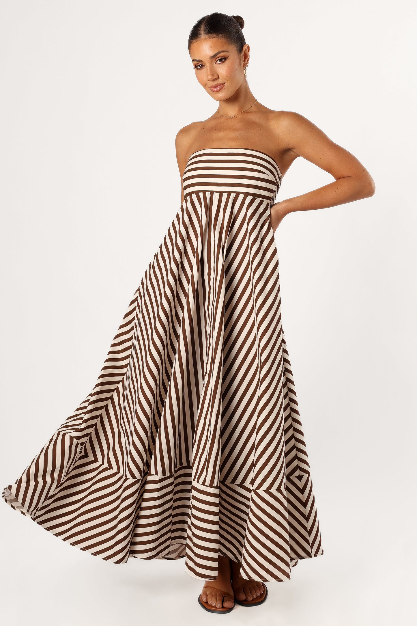 Robe de cocktail longue bustier – Chocolat - Valerelle