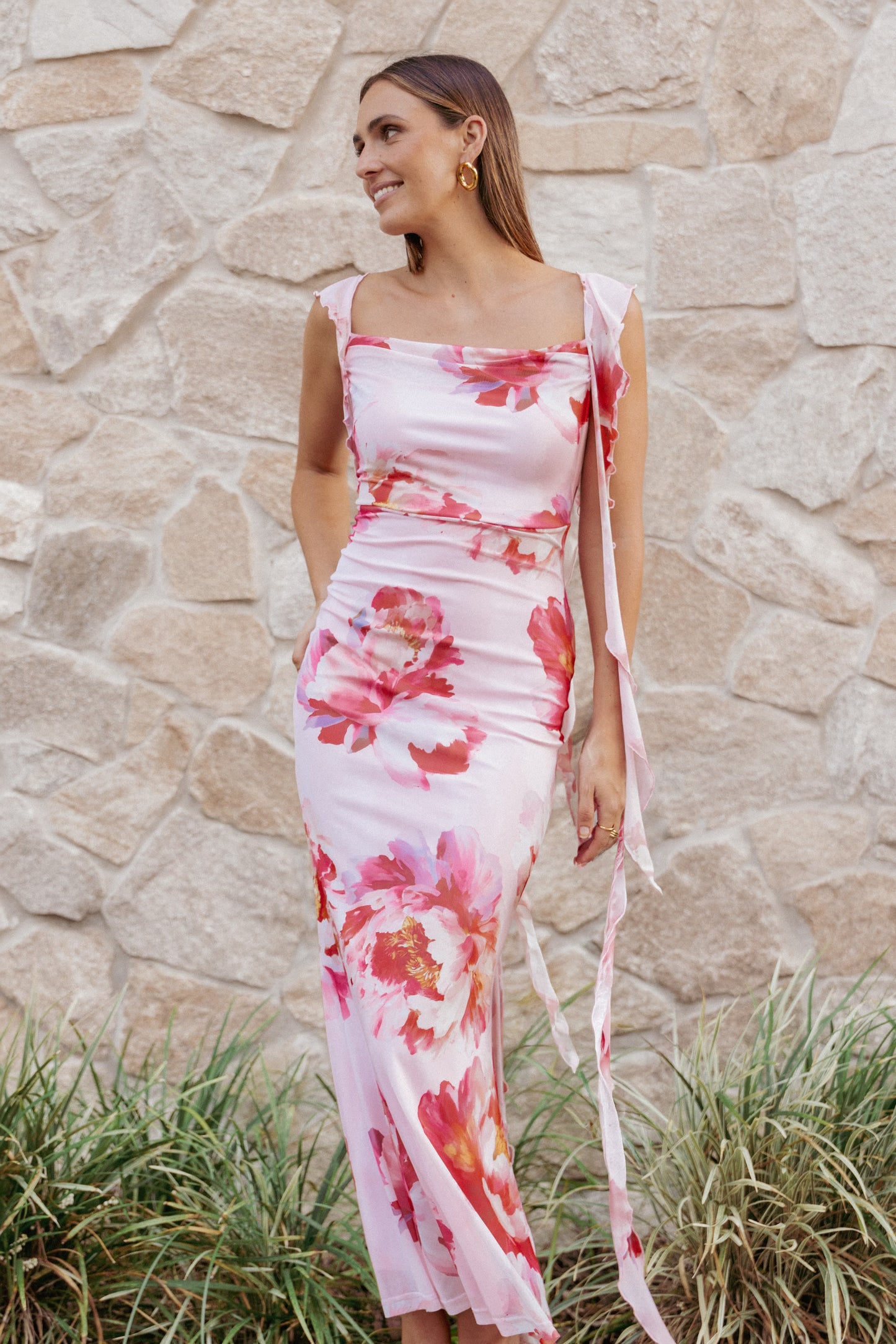 Robe de cocktail longue – Rose - Valerelle