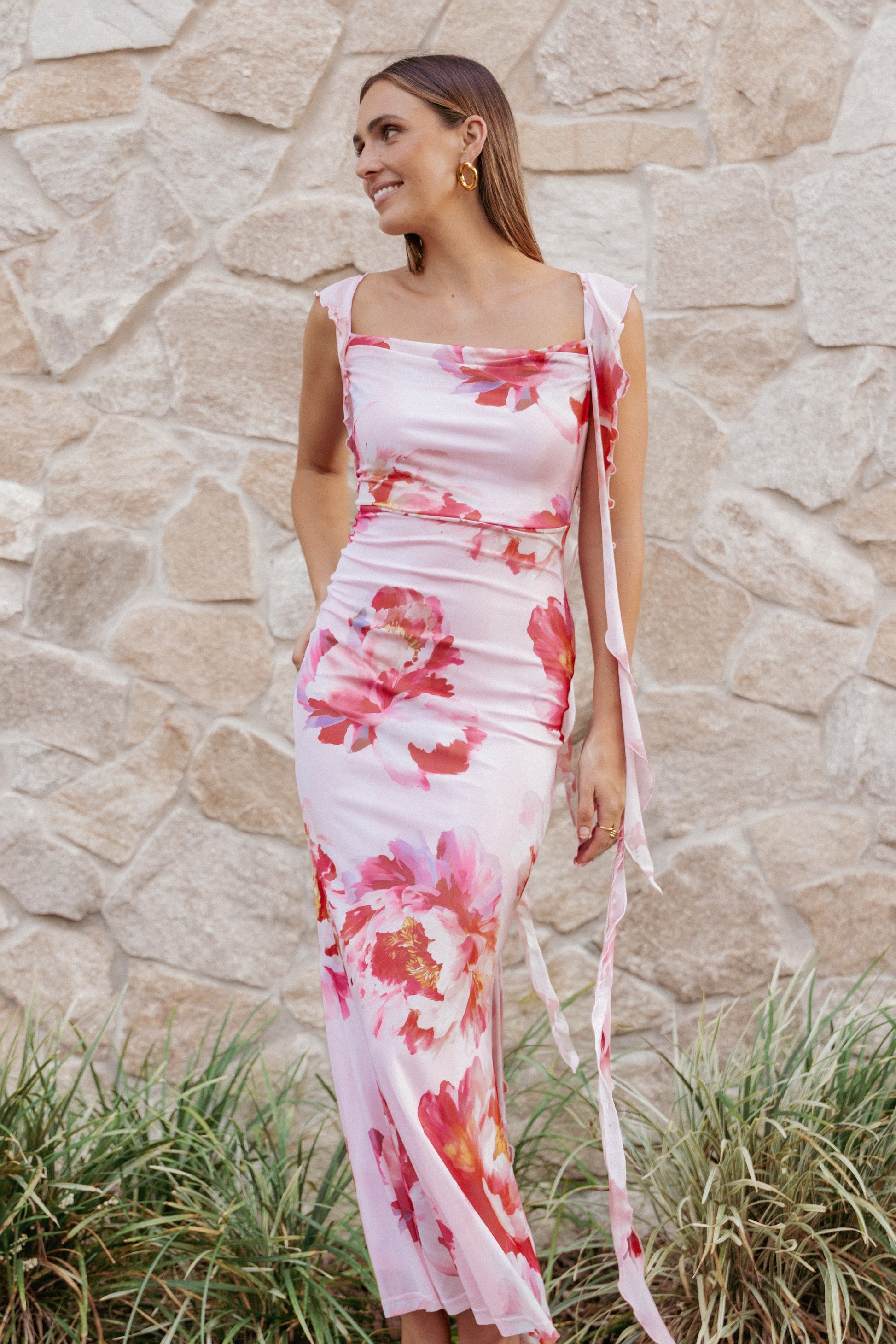 Robe de cocktail longue – Rose - Valerelle