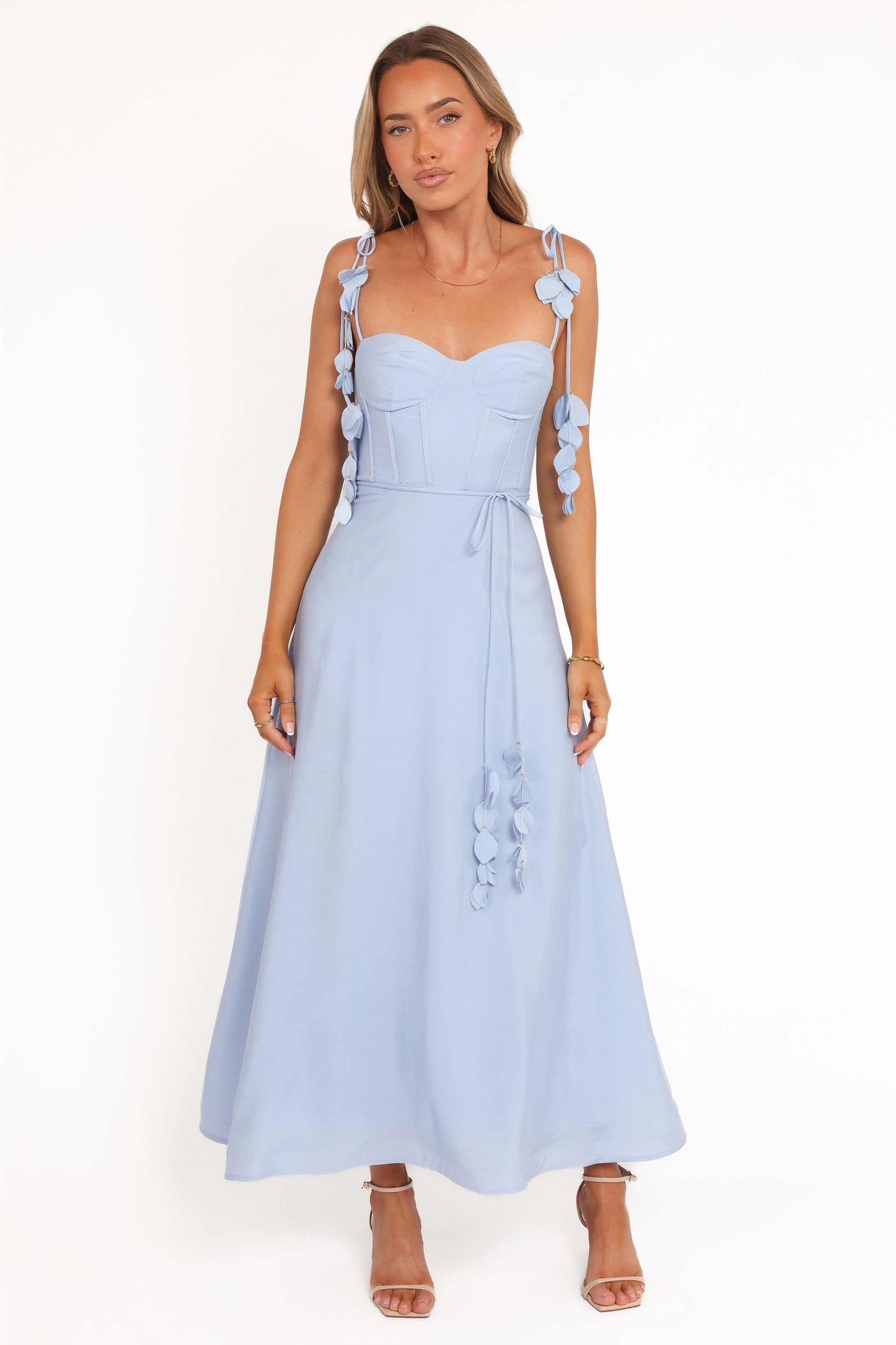 Robe d'invitée de mariage midi – Bleu - vue 2 - Valerelle