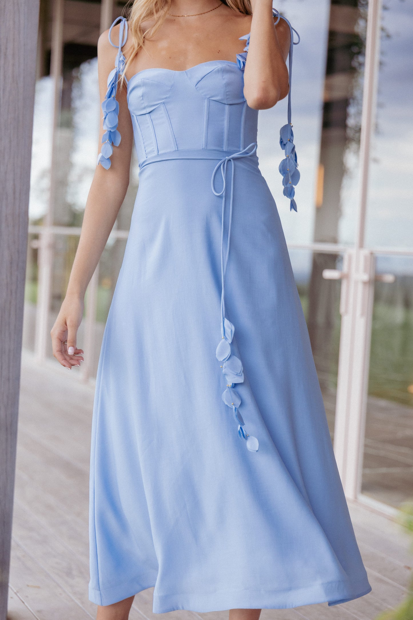 Robe d'invitée de mariage midi – Bleu - Valerelle