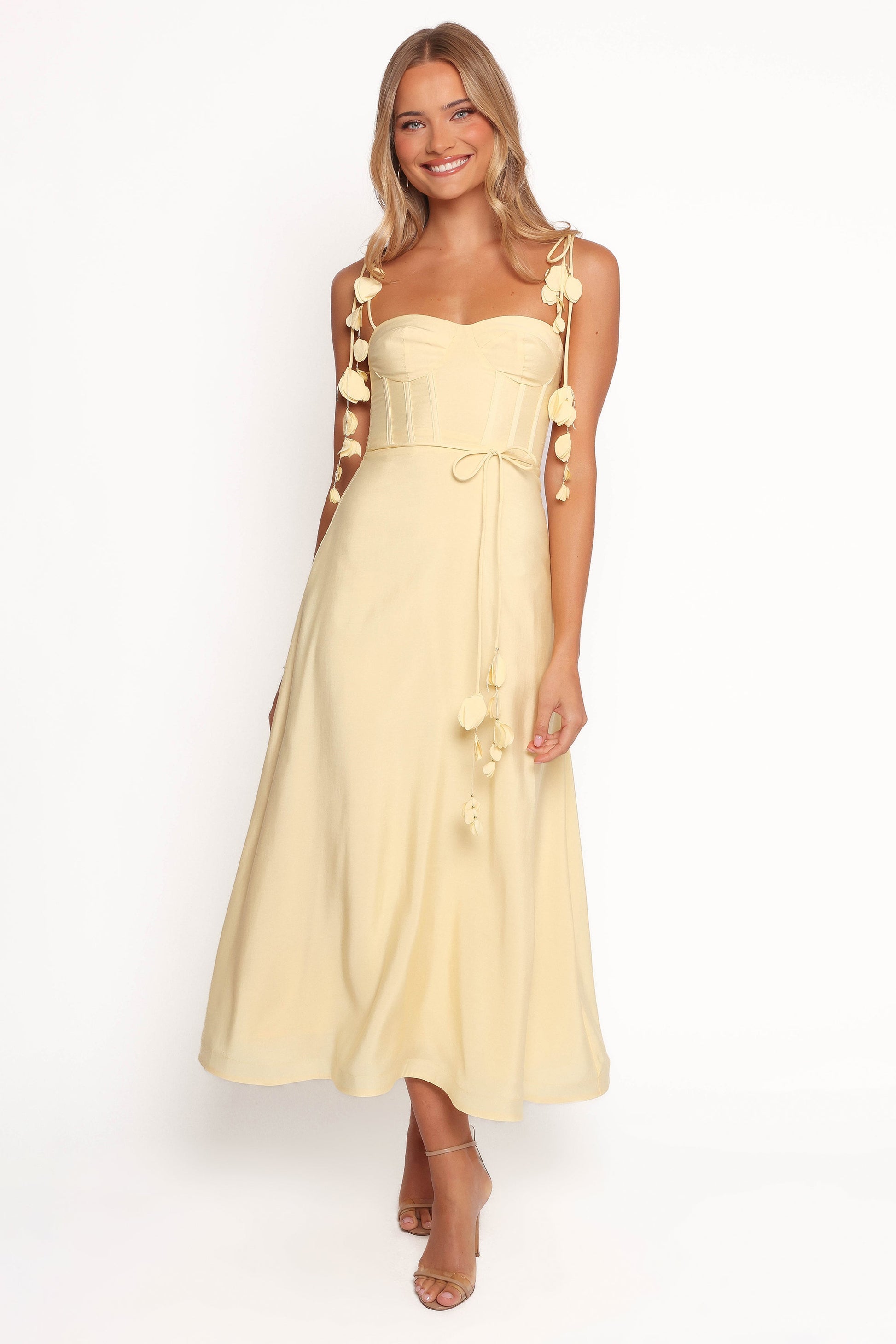 Robe d'invitée de mariage midi – Jaune - vue 2 - Valerelle