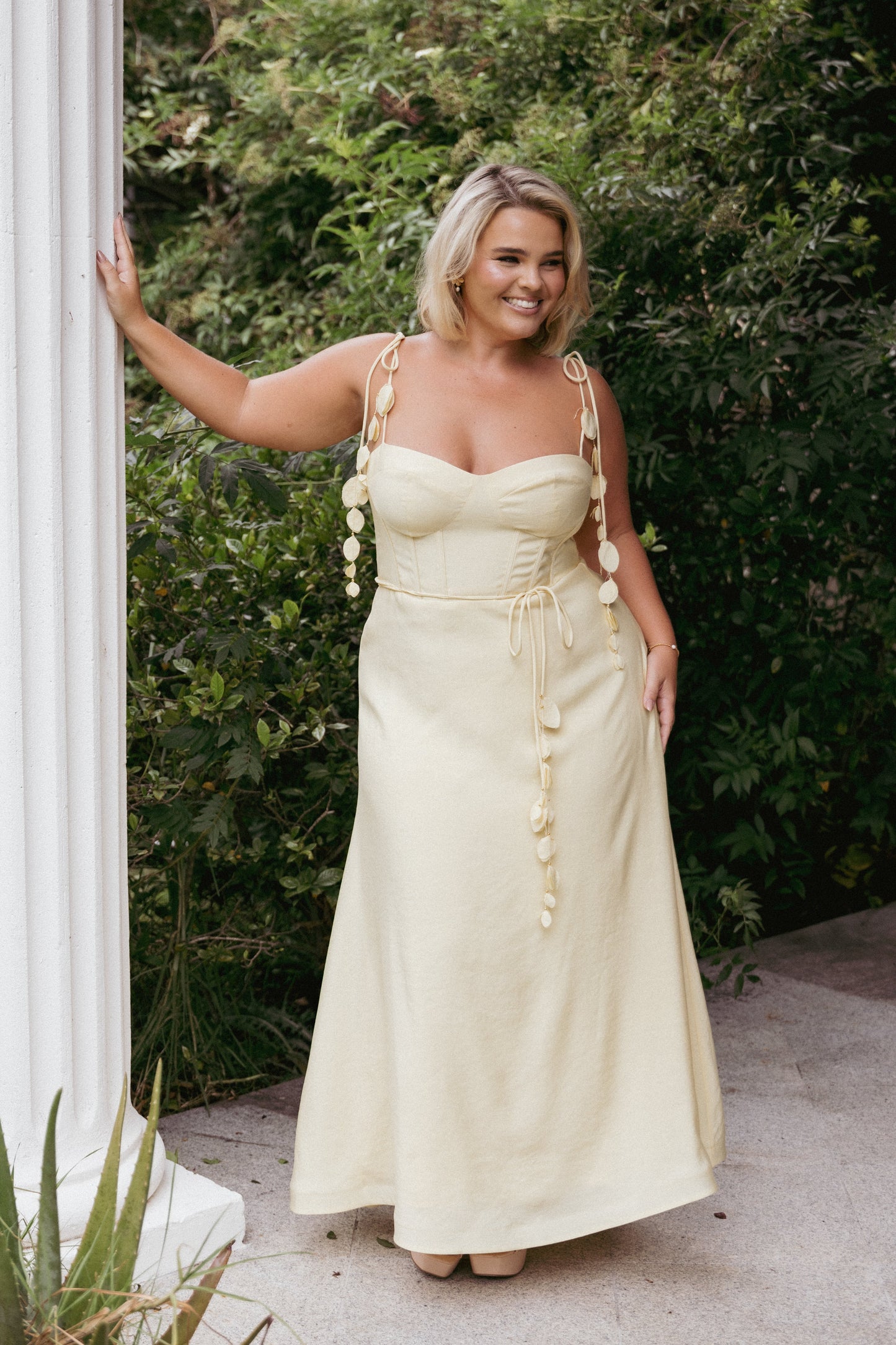Robe d'invitée de mariage midi – Jaune - Valerelle