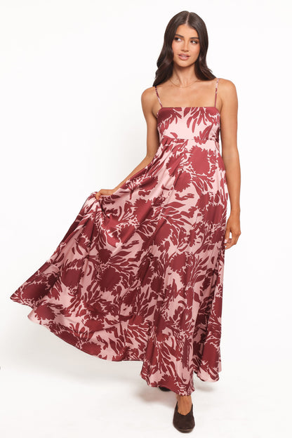 Robe de demoiselle d'honneur longue – Bordeaux - vue 2 - Valerelle