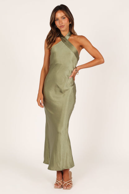 Robe de demoiselle d'honneur midi – Olive - vue 4 - Valerelle