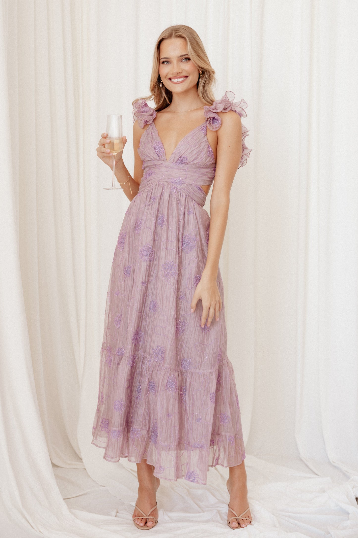 Robe de soirée longue – Lilas - vue 2 - Valerelle