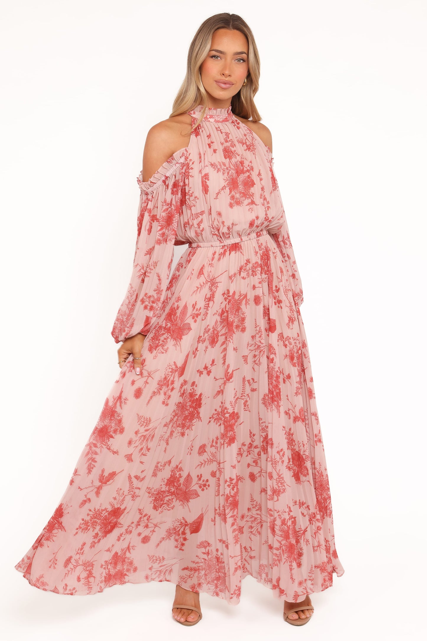 Robe de soirée longue plissée – Imprimé floral - vue 2 - Valerelle