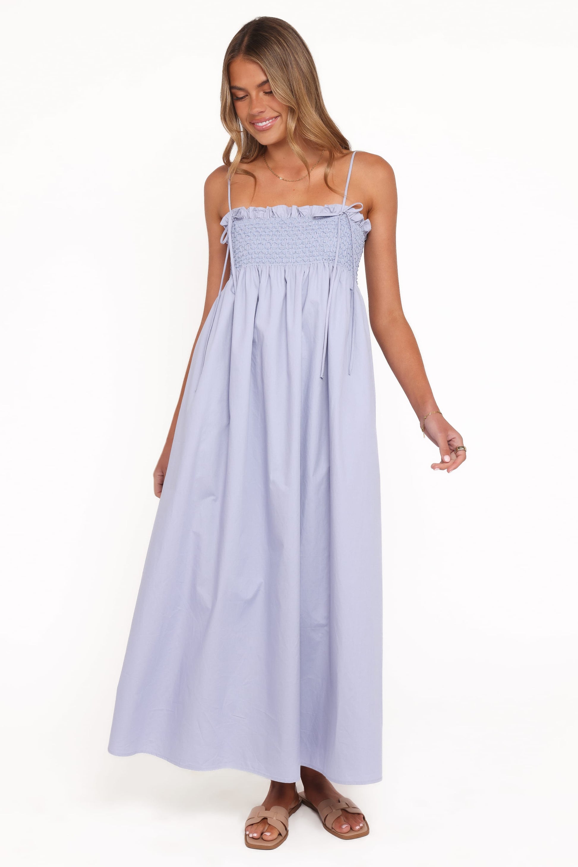 Robe de demoiselle d'honneur longue – Bleu - vue 2 - Valerelle