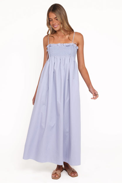 Robe de demoiselle d'honneur longue – Bleu - vue 2 - Valerelle