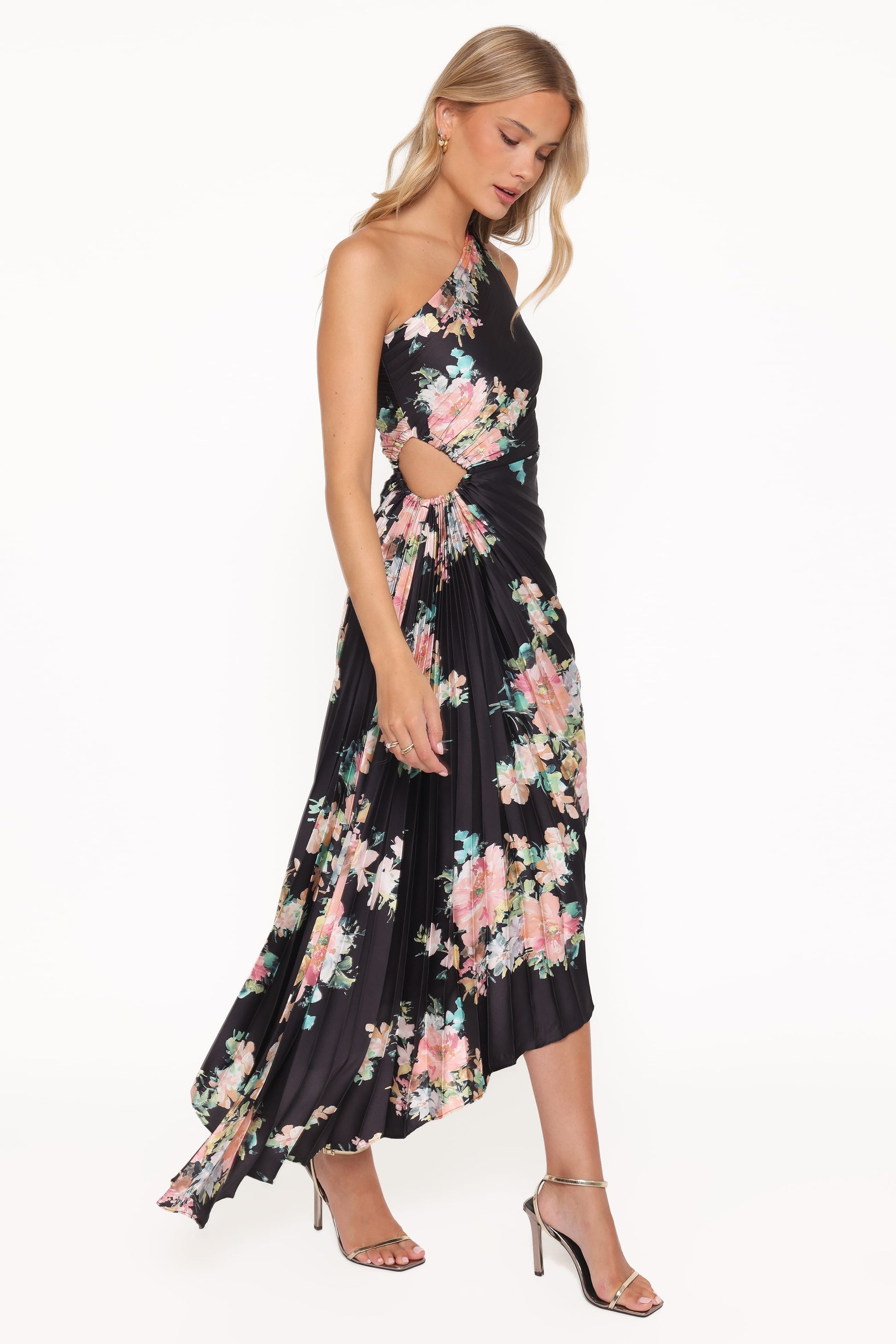 Robe de soirée longue asymétrique – Imprimé floral - vue 4 - Valerelle
